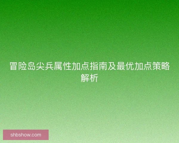 冒险岛尖兵属性加点指南及最优加点策略解析 冒险岛尖兵属性加点指南及最优加点策略解析