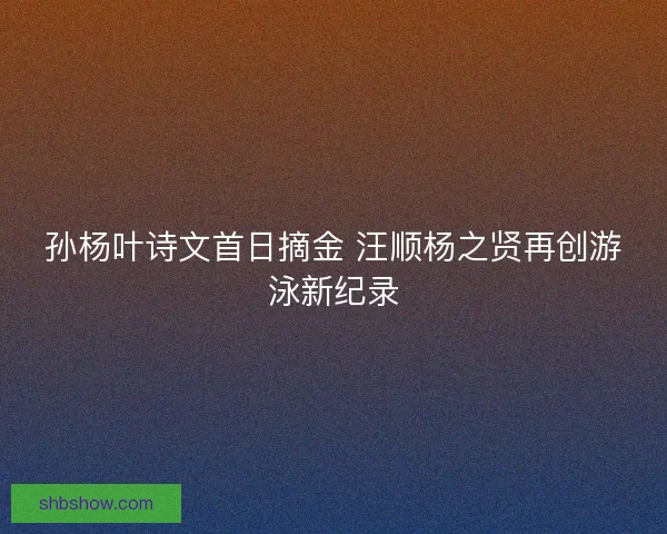 孙杨叶诗文首日摘金 汪顺杨之贤再创游泳新纪录
